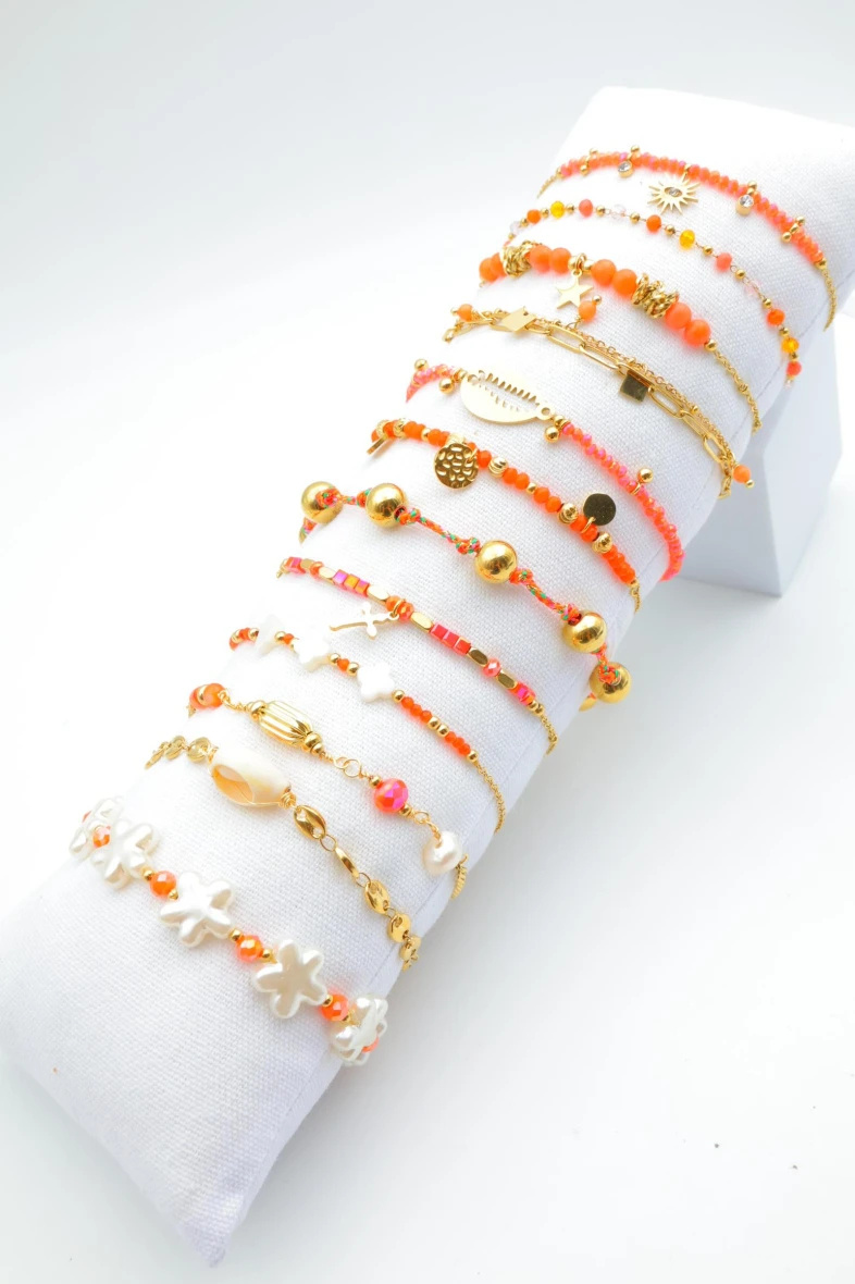 Mayorista Beli & Jolie - Juego de 12 pulseras de acero inoxidable con cojín