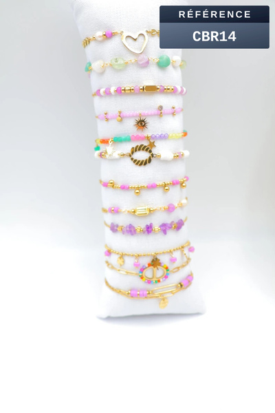 Grossista Beli & Jolie - Set di 12 braccialetti in acciaio inossidabile con cuscino Grossista Beli & Jolie - Set di 12 braccialetti in acciaio inossidabile con cuscino