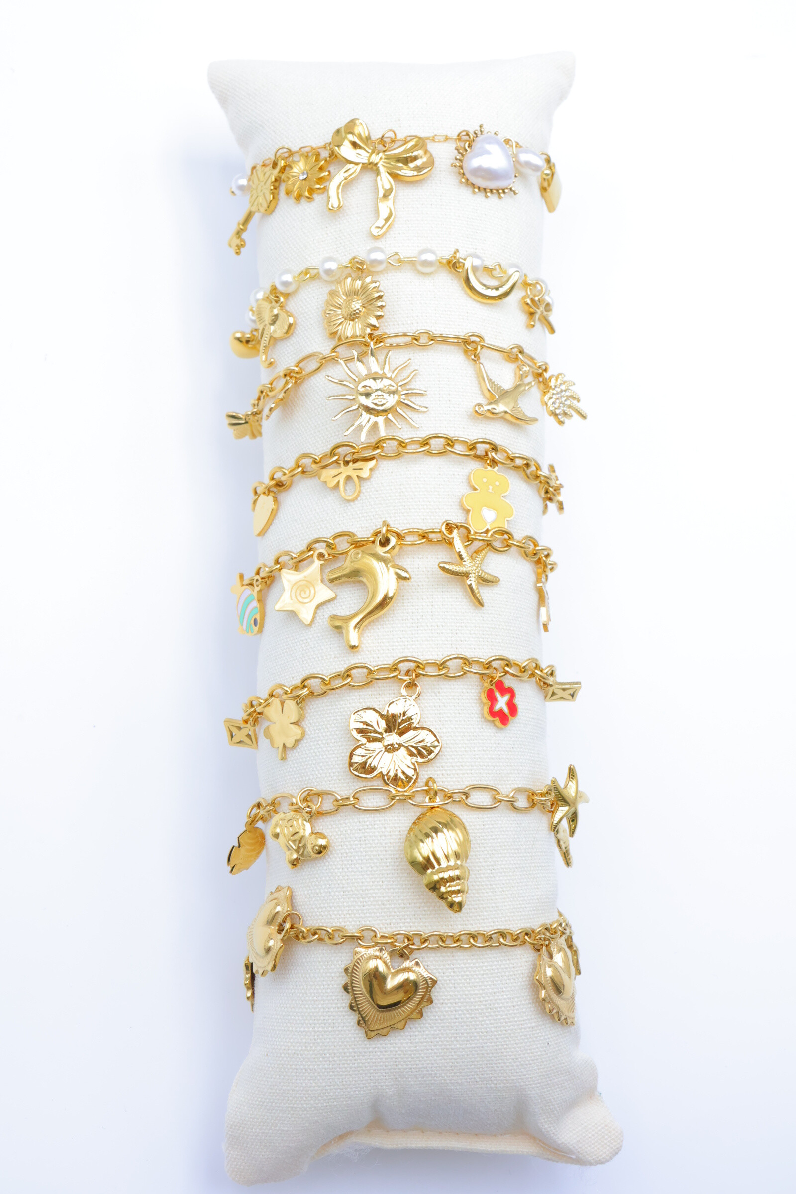 Grossiste Beli & Jolie - Lot de 8 bracelets en acier inoxydable avec coussin