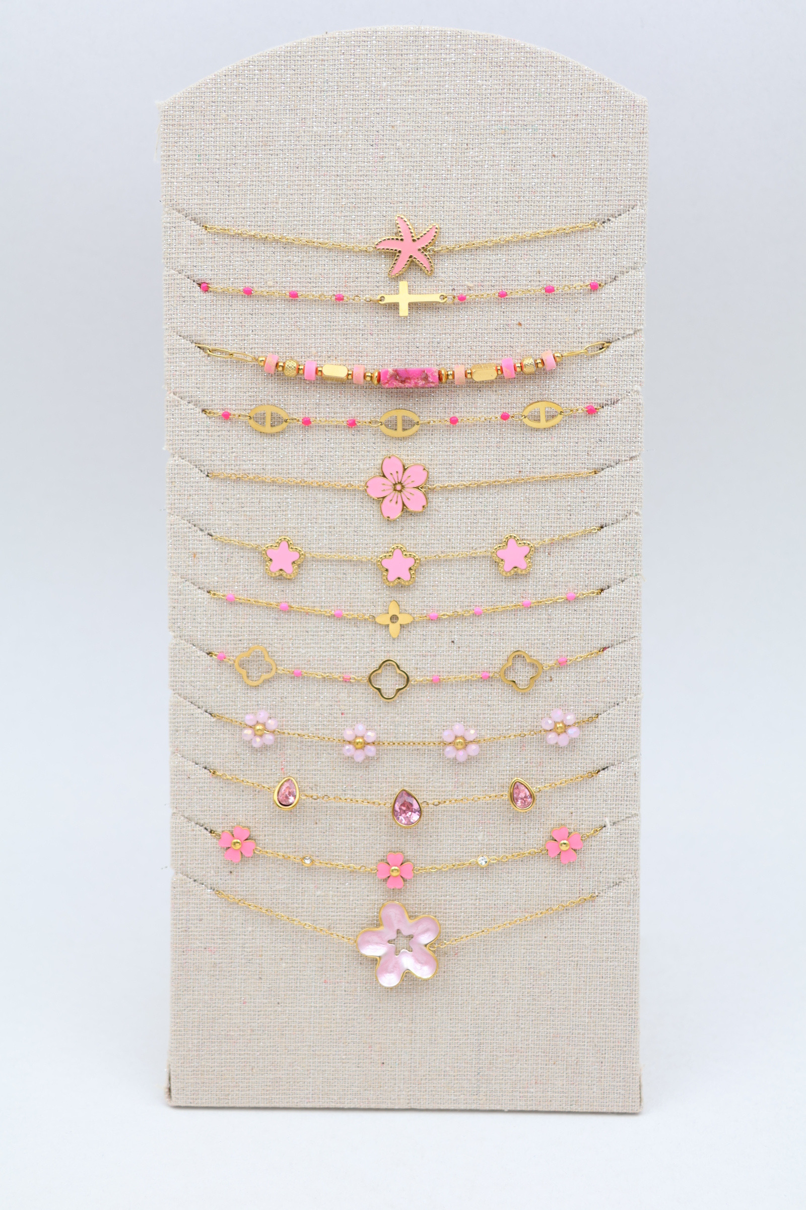 Wholesaler Beli & Jolie - Set of 12 stainless steel bracelets with cushion