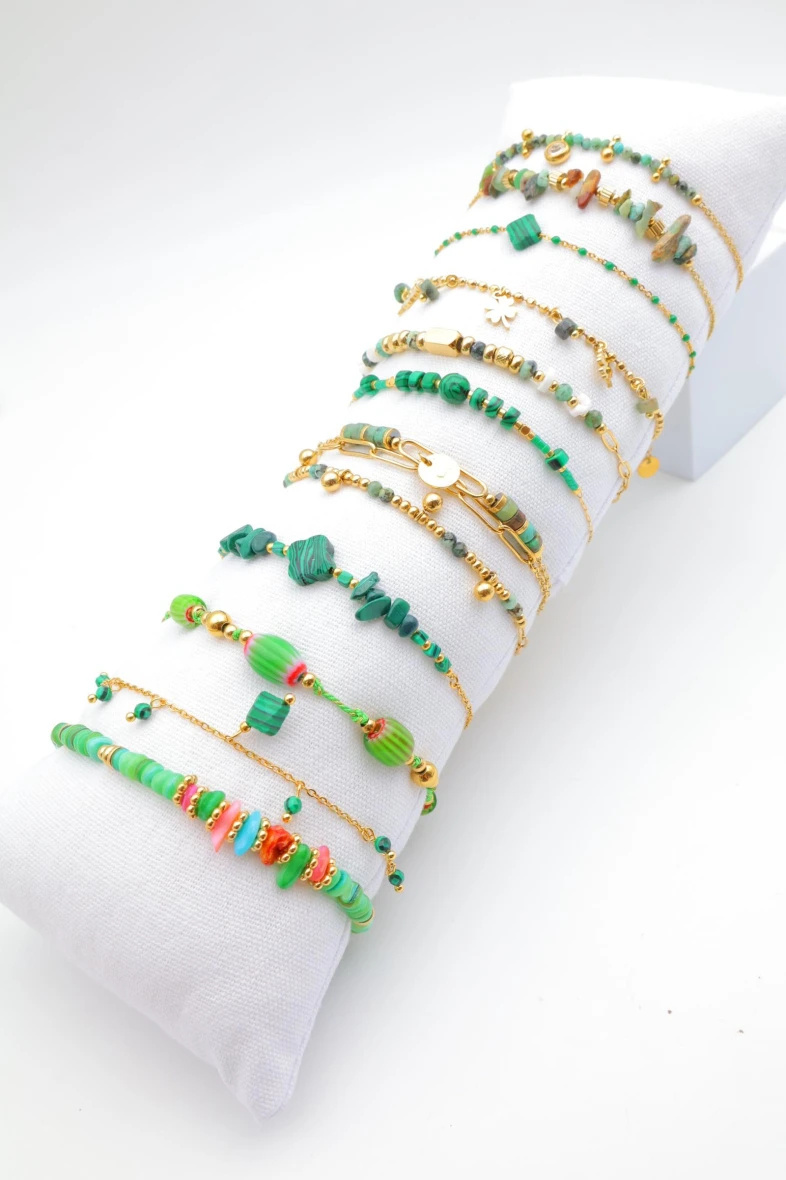 Mayorista Beli & Jolie - Juego de 12 pulseras de acero inoxidable con cojín