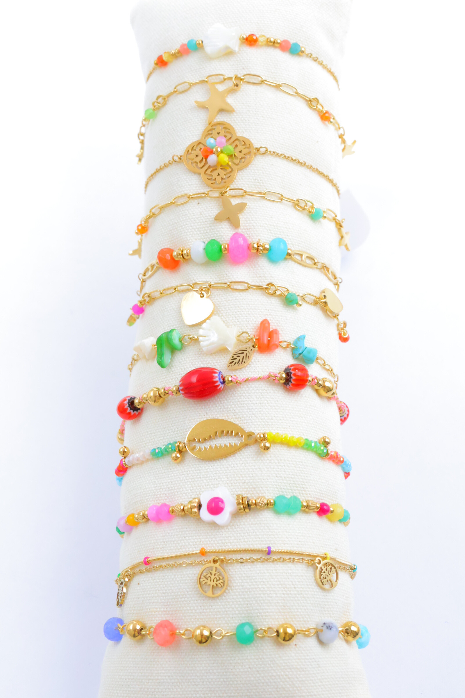 Grossista Beli & Jolie - Set di 12 bracciali in acciaio inossidabile con cuscino