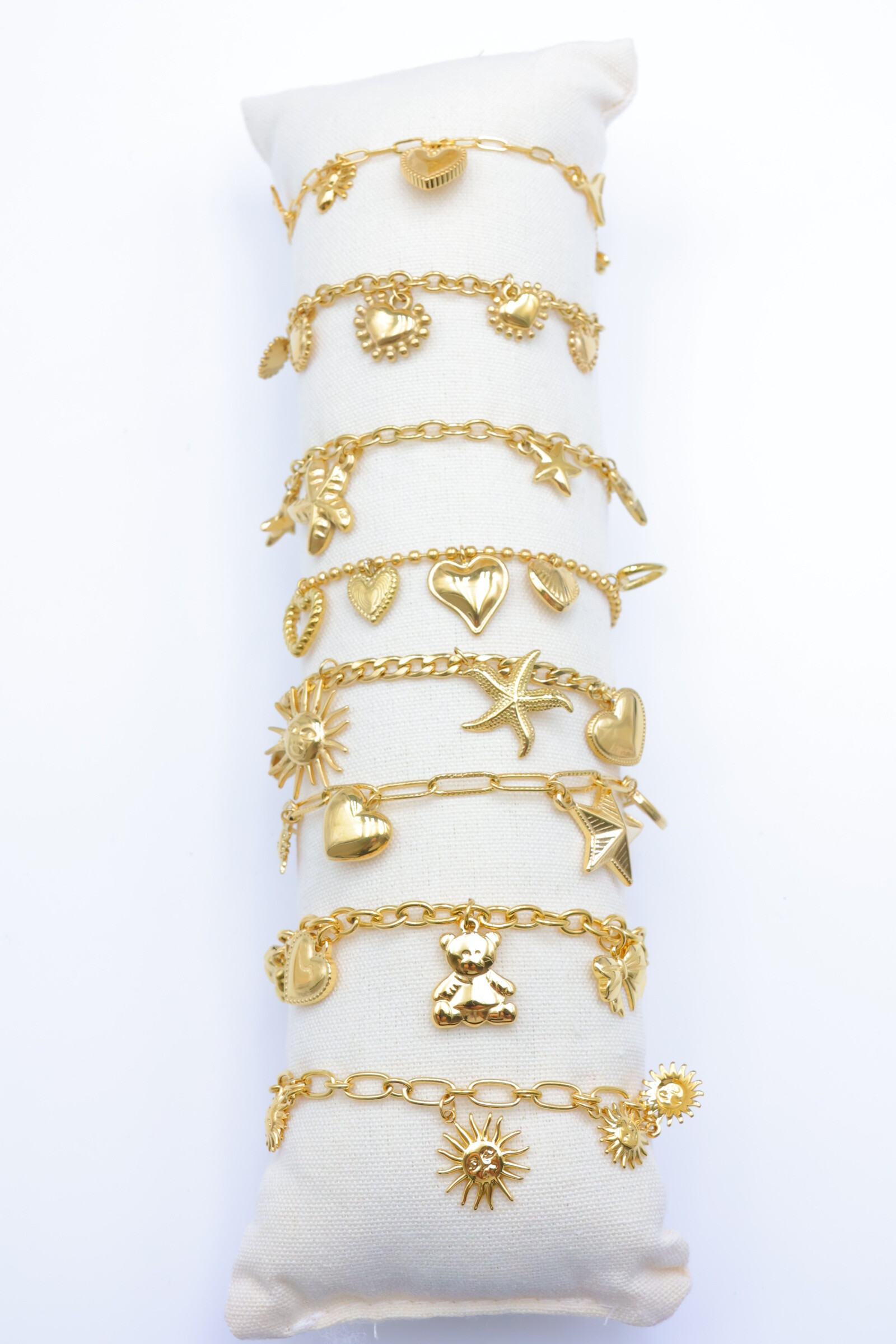 Grossiste Beli & Jolie - Lot de 8 bracelets en acier inoxydable avec coussin