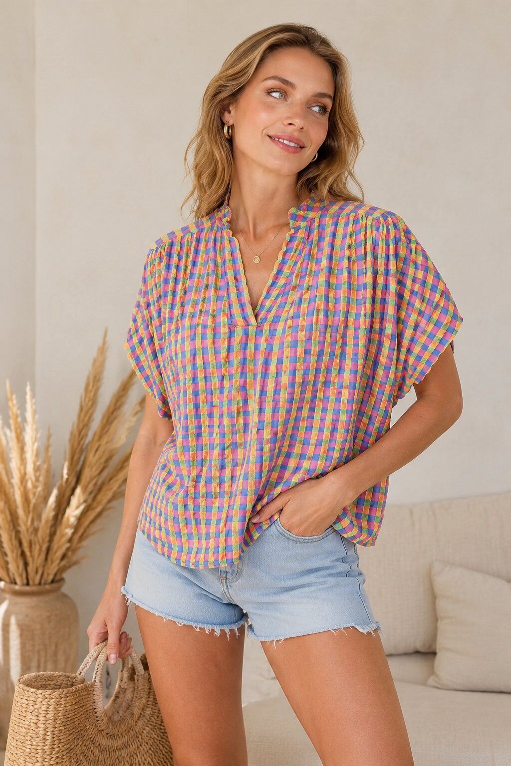 Großhändler Bellavie - KARO-BLUSE