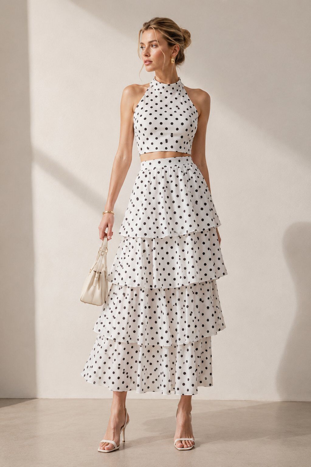 Grossiste Bellavie - ENSEMBLE TOP ET JUPE EN POIS