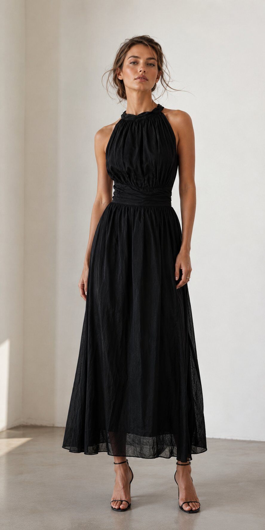 Wholesaler Bellavie - Elegant Long Dress with Halter Neck – Smocked Waist – Minimalist Style
