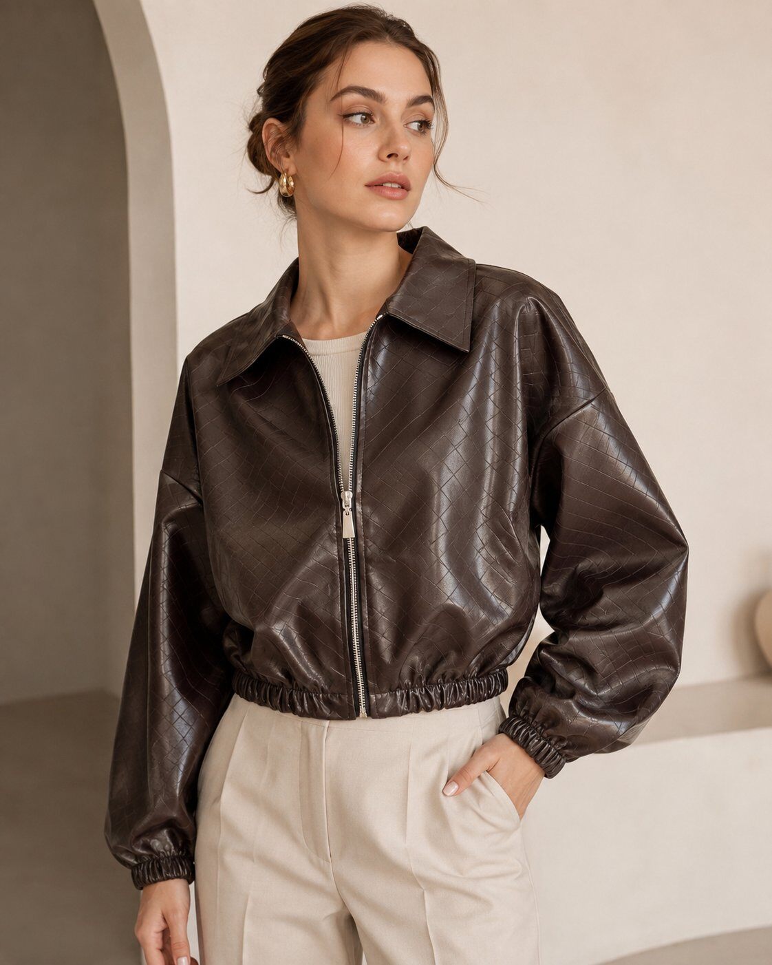 Grossiste Bellavie - Veste effet cuir texturé