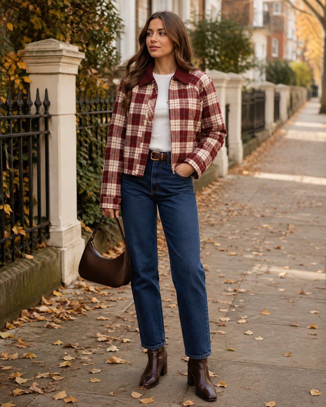 Grossiste Bellavie - Veste courte à carreaux – Style automne chic