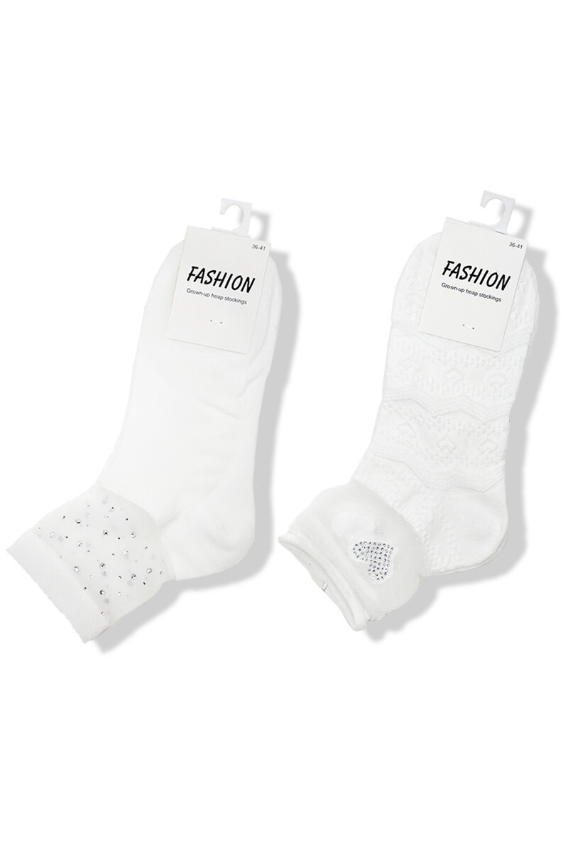 Grossiste BELLE COM'ELLE - Chaussettes à strass Transparentes à la cheville