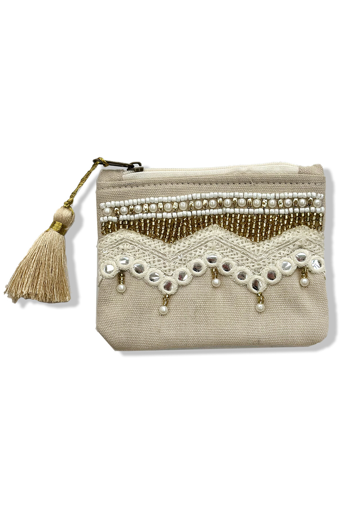 Großhändler BELLE COM'ELLE - Kleine Jute -Abdeckung mit Perlen