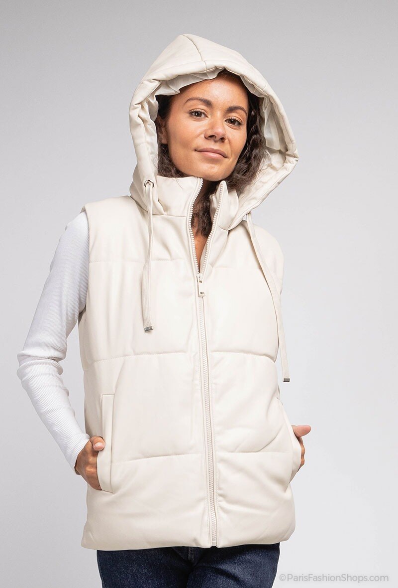 Großhändler Belle Copine - Ärmellose Daunenjacke aus Kunstleder