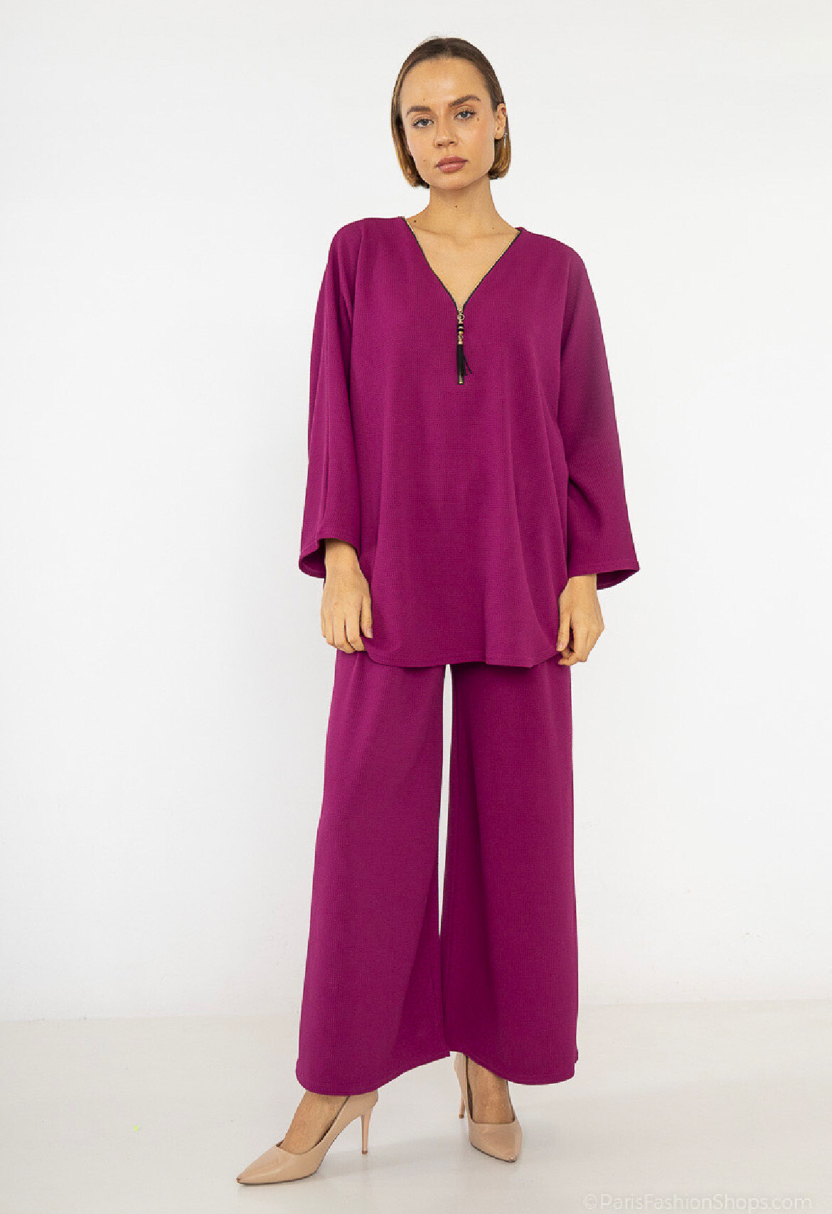 Mayorista Belle Fa - Túnica holgada con cremallera y pantalón recto, 838_3