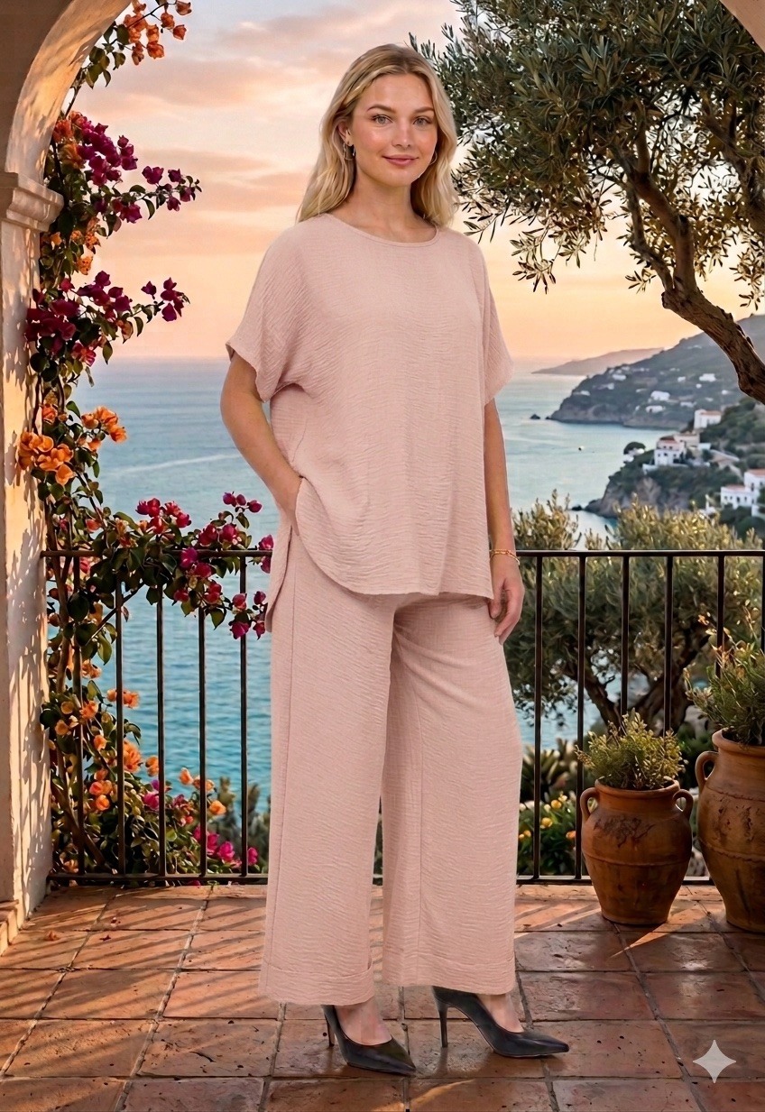 Großhändler Belle Fa - T-Shirt mit gerade geschnittener Hose, 805-12