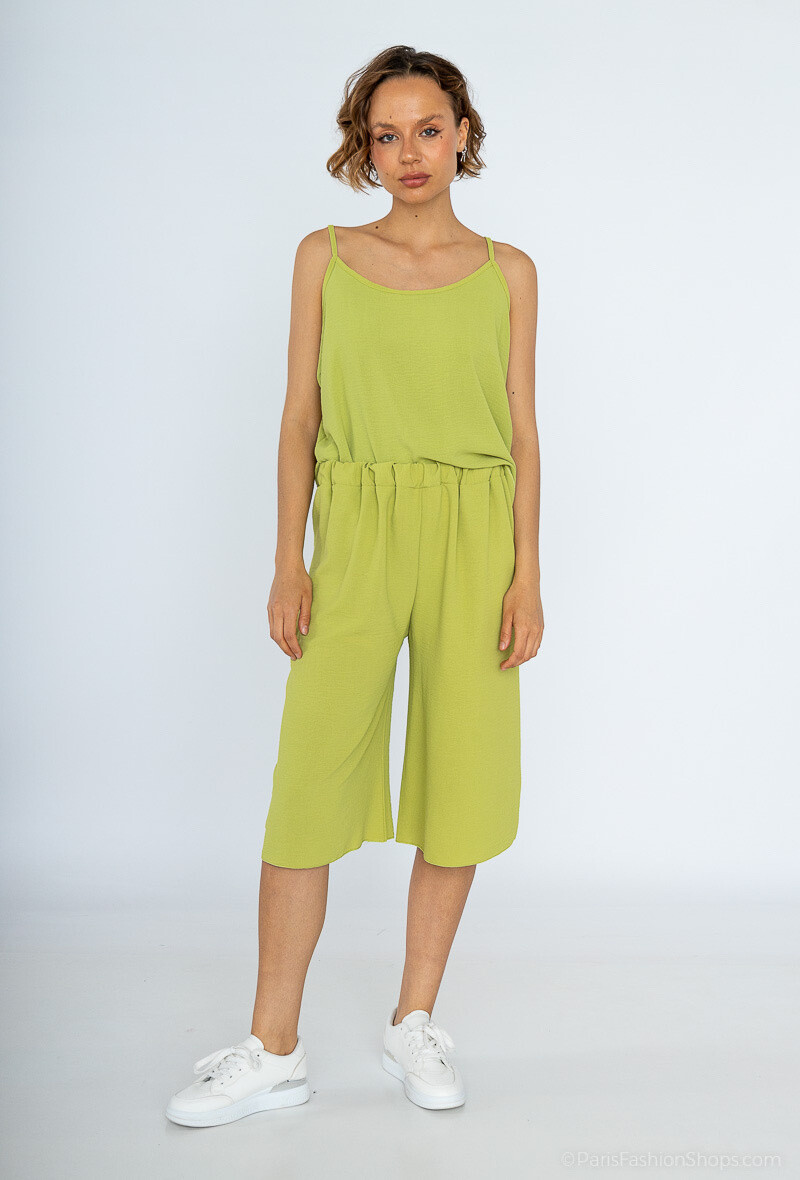 Mayorista Belle Fa - Conjunto de top de tirantes y pantalones capri anchos. 826_3