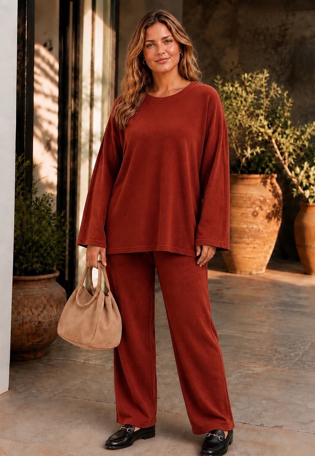 Großhändler Belle Fa - weiches Rundhals-Pullover-Set mit Hose. 803-22