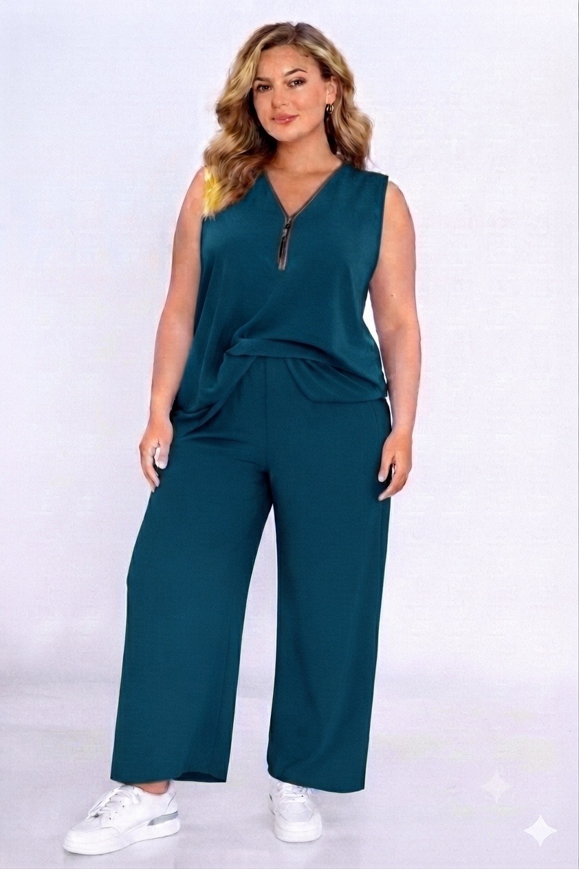 Grossiste Belle Fa - Ensemble élégant (débardeur à fermeture éclair avec pantalon droit) 809-2