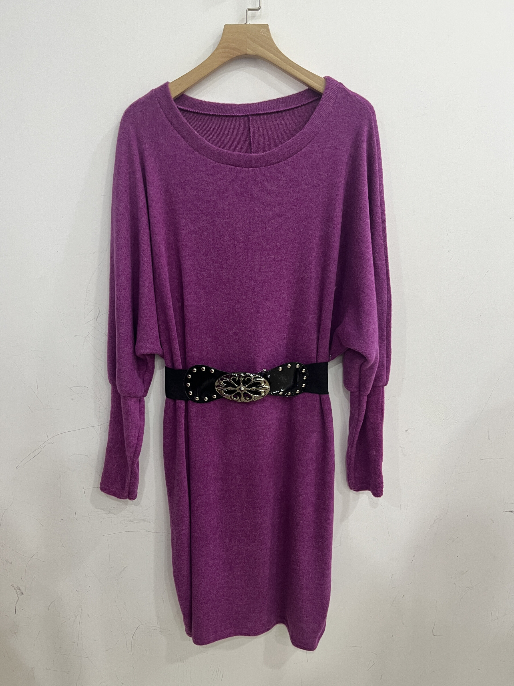 Wholesaler Belle Fa - Thick loose soft sweater dress with belt. 5824_38