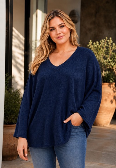 Großhändler Belle Fa - Extra dicker und weicher V-Ausschnitt-Pullover, 5881-229 Großhändler Belle Fa - Extra dicker und weicher V-Ausschnitt-Pullover, 5881-229