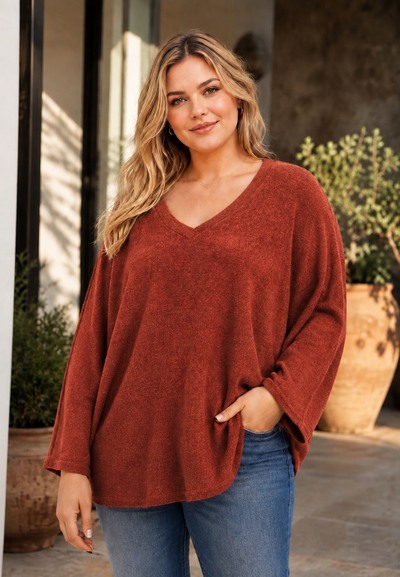 Großhändler Belle Fa - Extra dicker und weicher V-Ausschnitt-Pullover, 5881-229 Großhändler Belle Fa - Extra dicker und weicher V-Ausschnitt-Pullover, 5881-229
