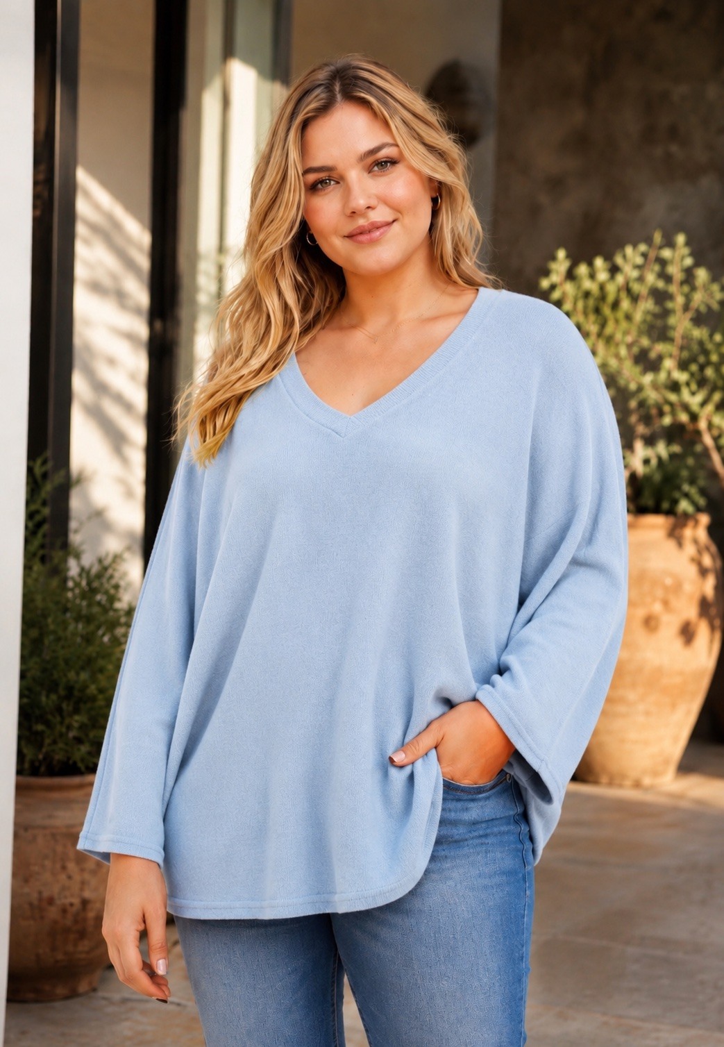 Wholesaler Belle Fa - Extra thick and soft V-neck sweater, 5881-229
