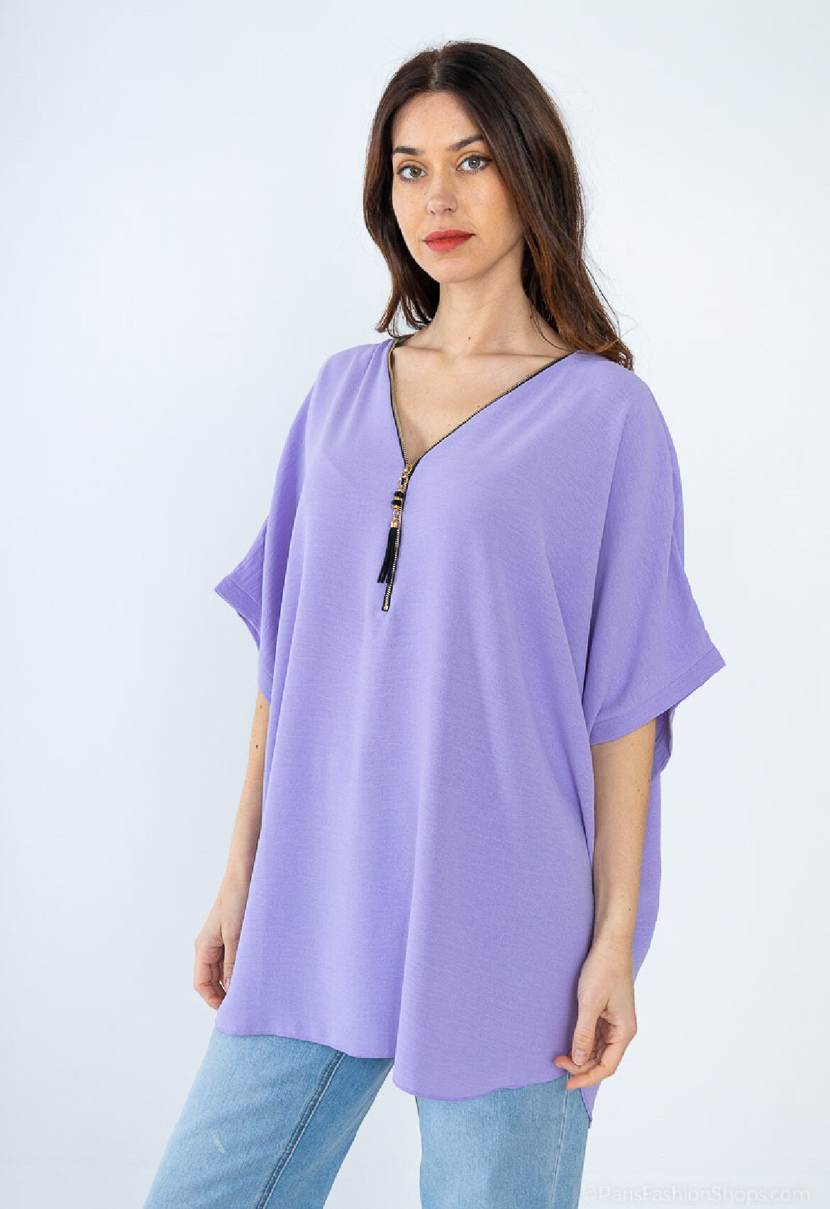 Wholesaler Belle Fa - Loose tunic with zipper closure.