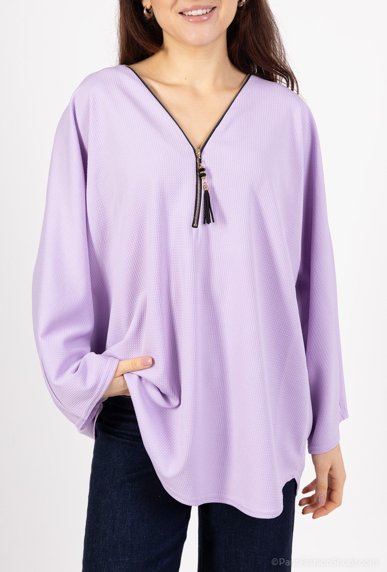 Wholesaler Belle Fa - Elegant loose tunic with zip. 124