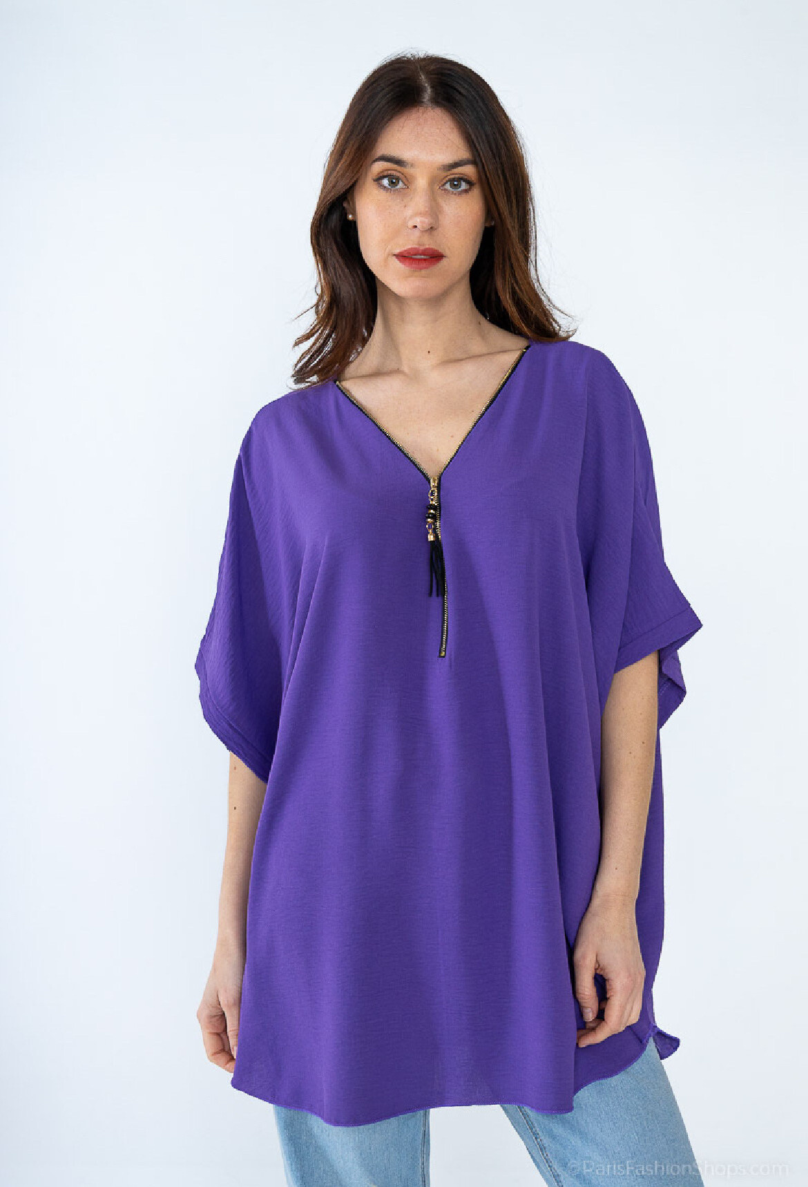 Wholesaler Belle Fa - Loose tunic with zipper closure.