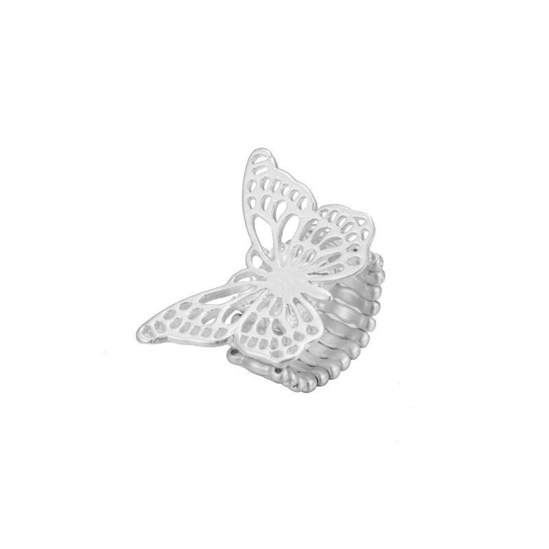 Mayorista BELLE MISS - Anillo elástico mariposa plata mate