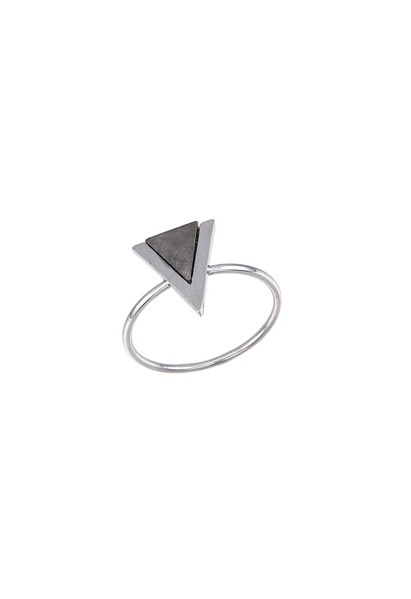 Mayorista BELLE MISS - Anillo ajustable de cobre bicolor con patrón de triángulos