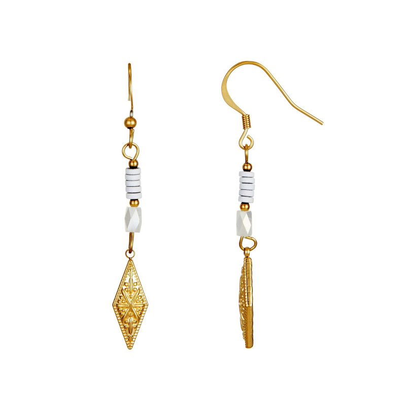 Grossiste BELLE MISS - Boucles d'oreilles en acier et pierre