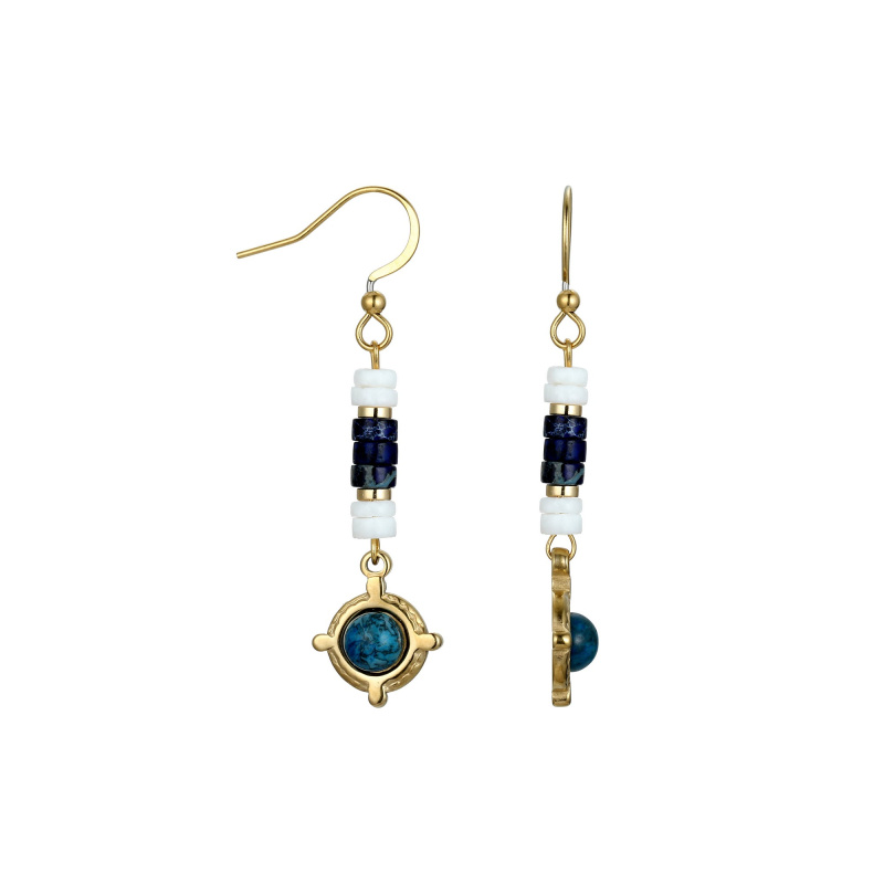 Grossiste BELLE MISS - boucles d'oreilles acier et pierres Uzma