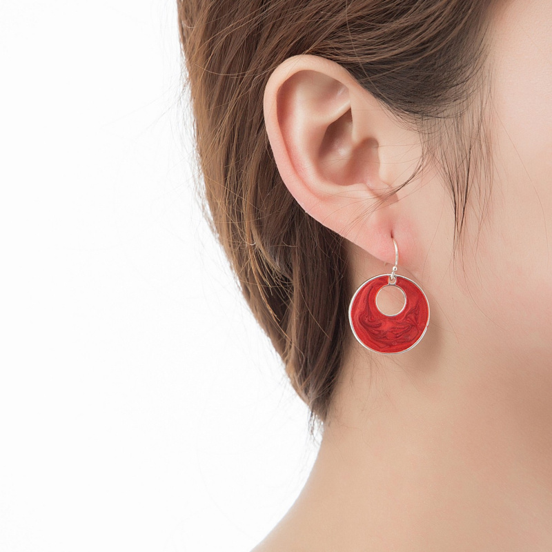 Mayorista BELLE MISS - Colgante de plata con ronda esmaltada en rojo