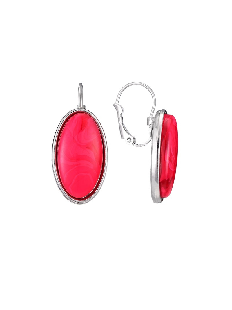 Grossiste BELLE MISS - Boucles d'oreilles dormeuse ovale avec résine
