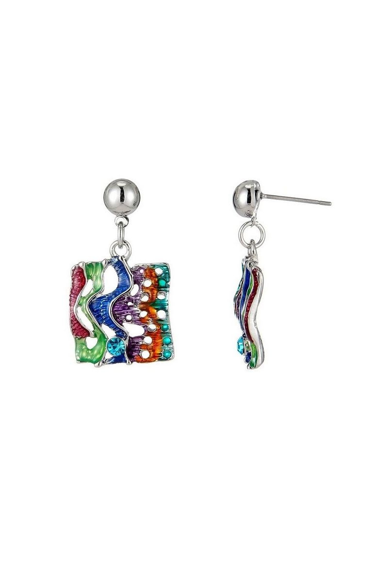 Grossiste BELLE MISS - boucle d'oreille percée carré émaillée