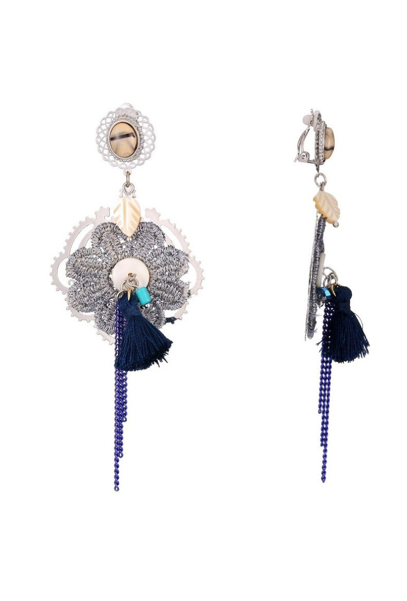 Grossiste BELLE MISS - Boucle d'oreille à clip pendante boheme avec pompon