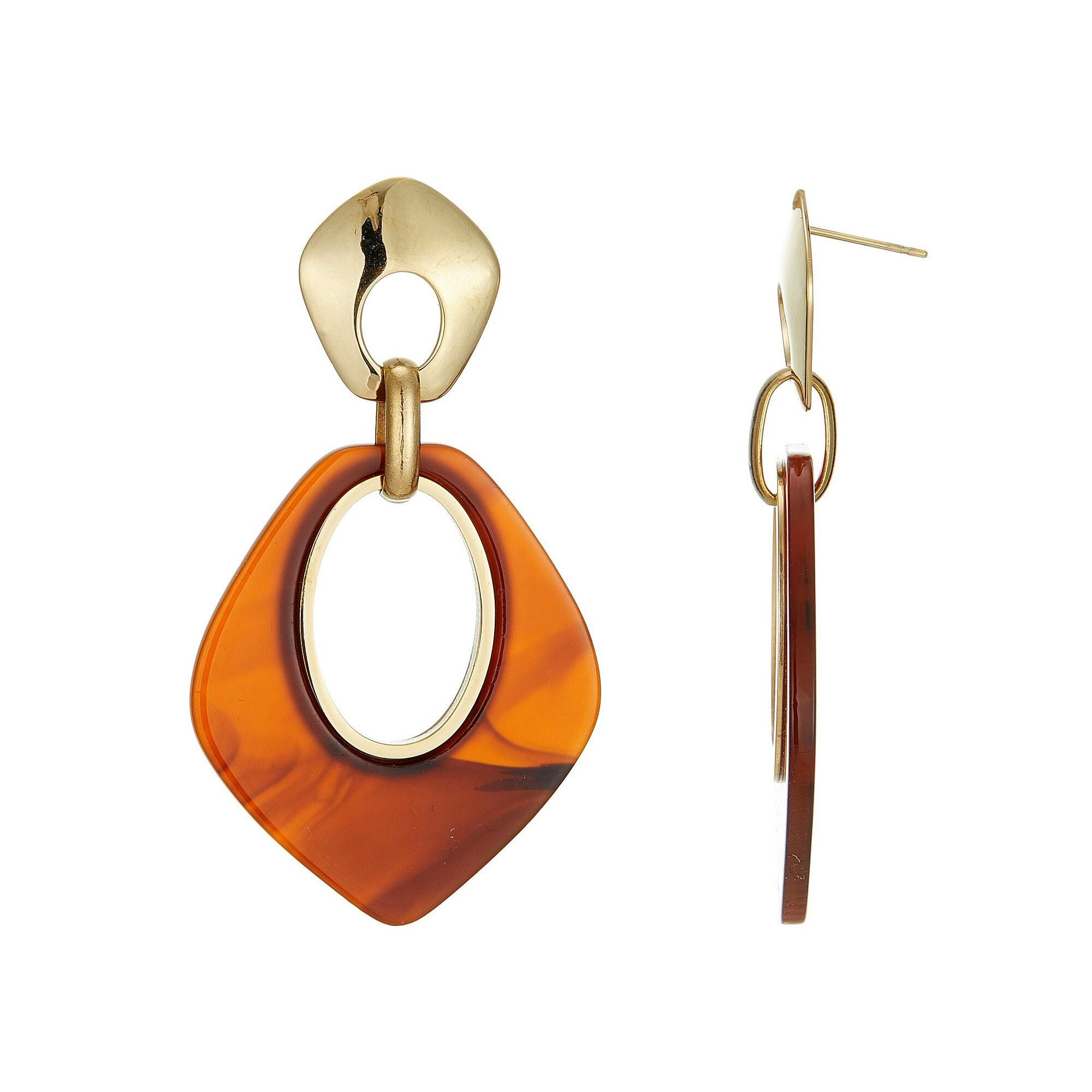 Wholesaler BELLE MISS - Earring in gold steel with a diamond acrylic plate