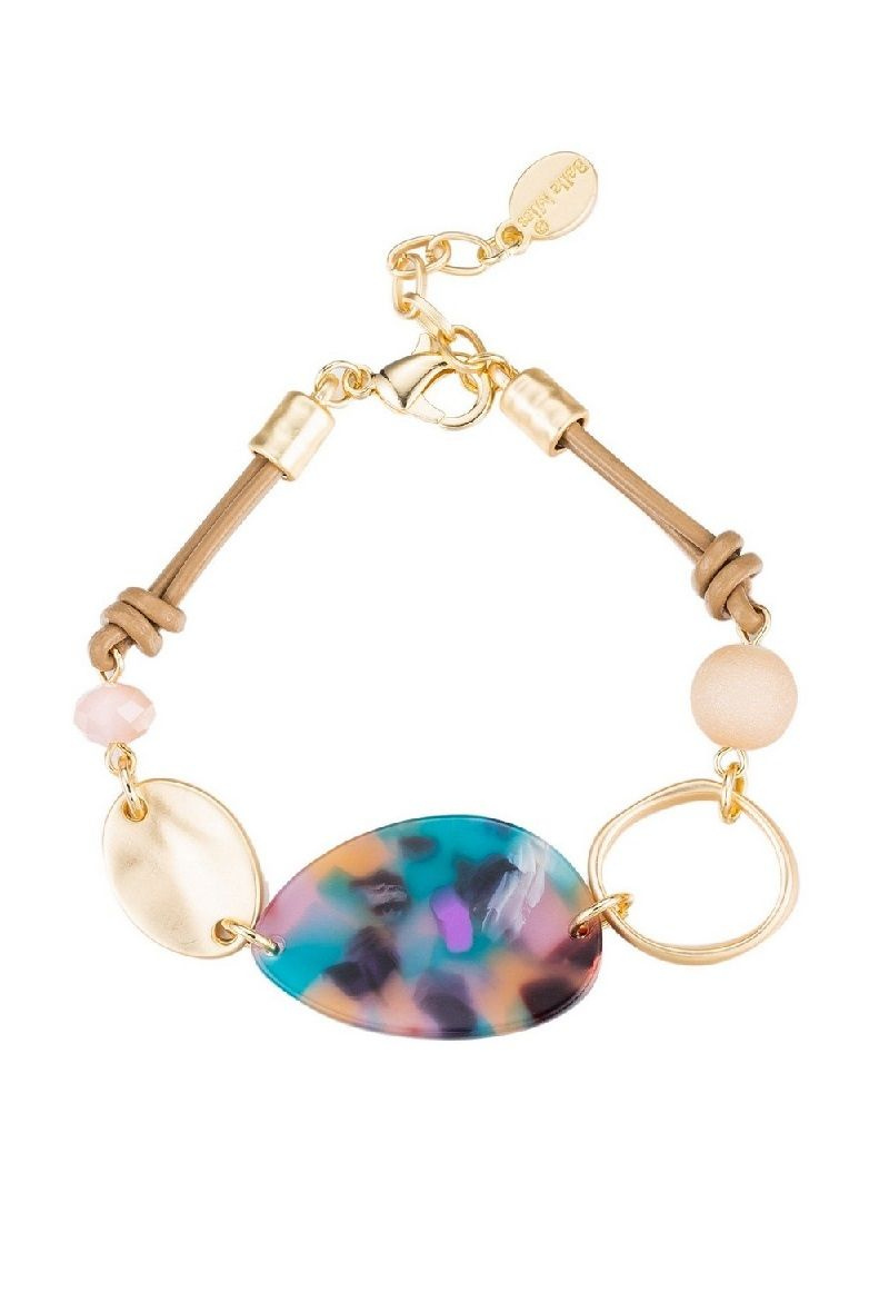 Mayorista BELLE MISS - Pulsera de mosquetón con placa acrílica en blanco y negro