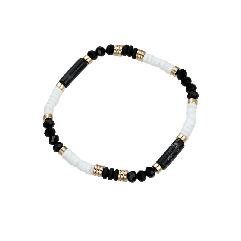Grossiste BELLE MISS - Bracelet elastique en acier doré et pierre