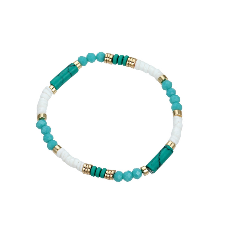 Grossiste BELLE MISS - Bracelet elastique en acier doré et pierre