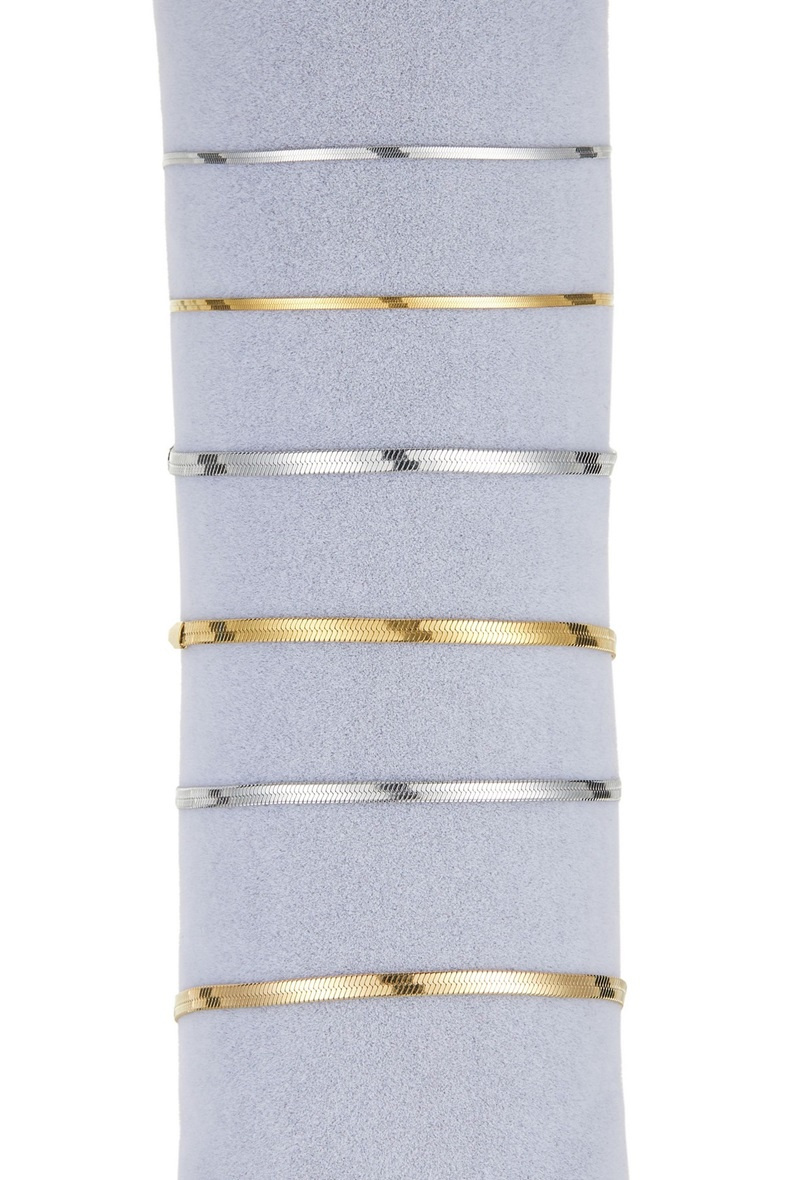 Grossiste BELLE MISS - Lot de 6 bracelets chaîne plate en acier inoxydable