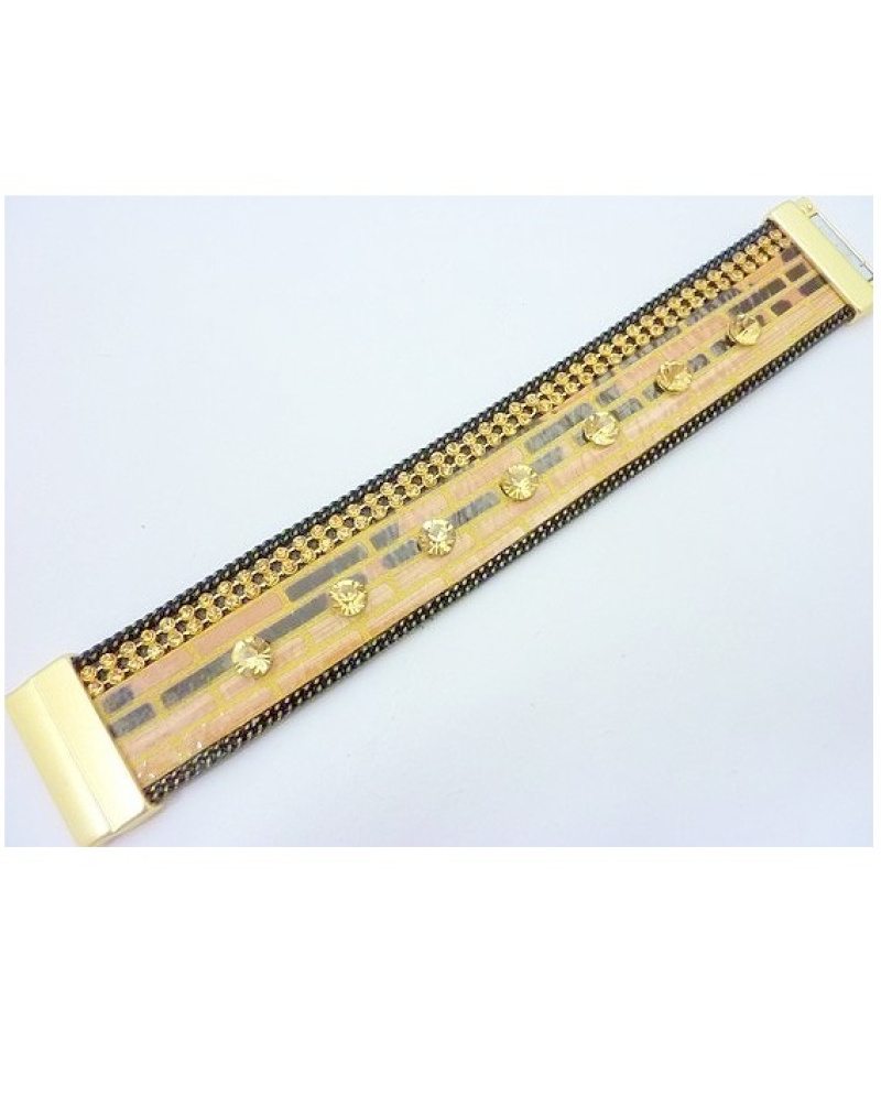 Mayorista BELLE MISS - Pulsera magnética de piel sintética con cristal marrón