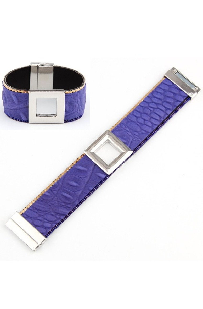 Mayorista BELLE MISS - Pulsera magnética de piel sintética azul y plateada