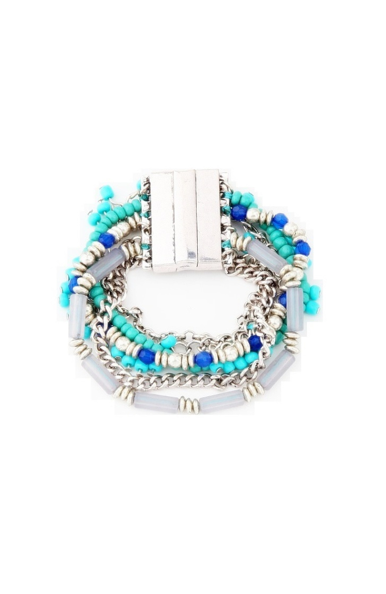 Grossiste BELLE MISS - bracelet aimanté avec chaînes argenté et petites perles