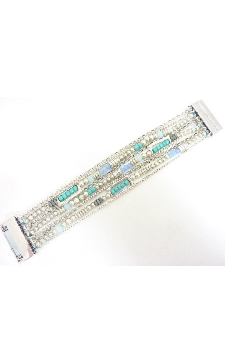 Mayorista BELLE MISS - Pulsera magnética con cadenas de plata y pequeñas perlas