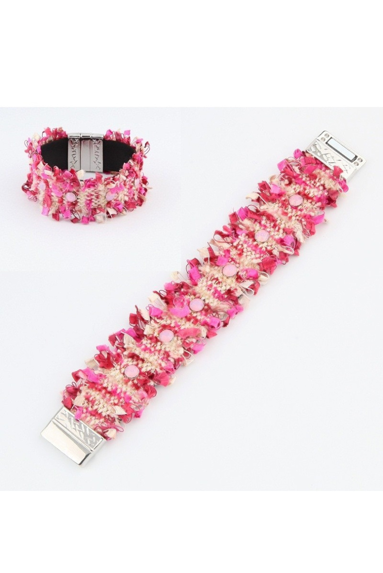 Mayorista BELLE MISS - Pulsera magnética rosa con pétalos de flores de tela