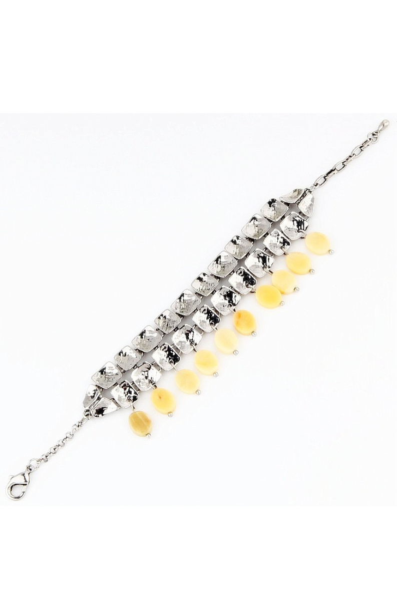 Mayorista BELLE MISS - Pulsera con cierre de mosquetón de metal plateado con borla de resina