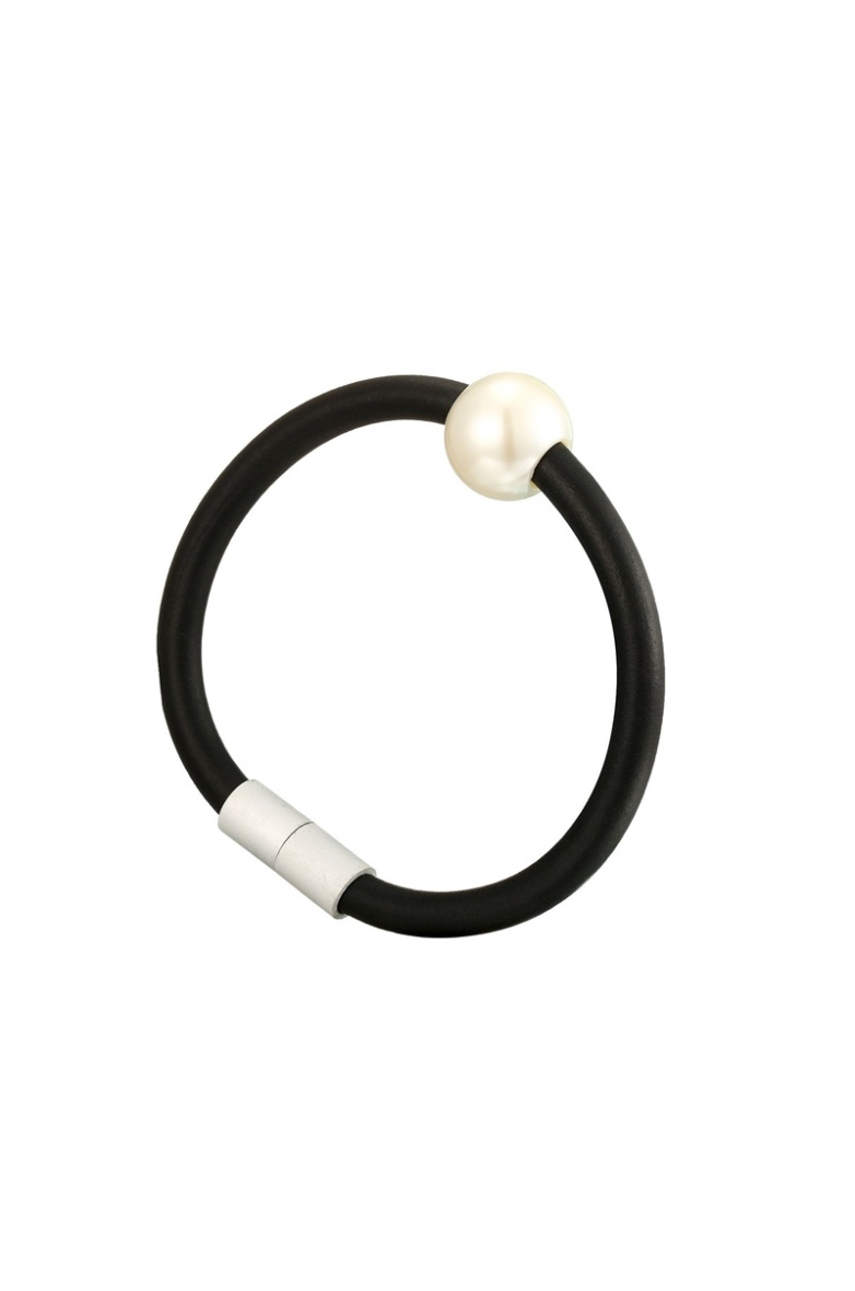 Mayorista BELLE MISS - Pulsera magnética cordón de caucho negro con perla