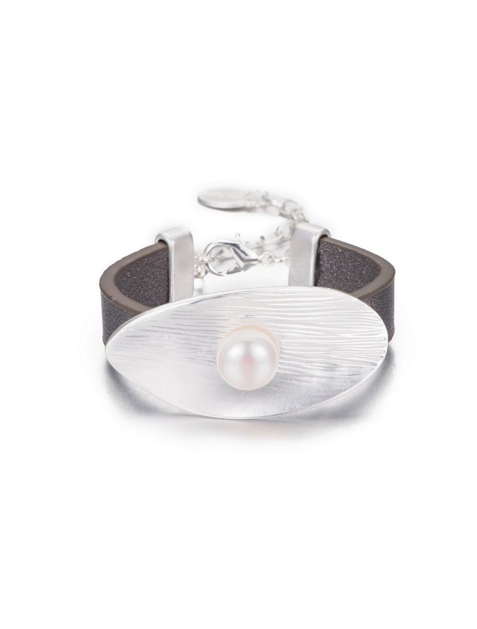 Mayorista BELLE MISS - Pulsera con diseño ovalado y perla, correa de piel