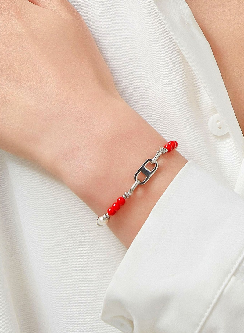 Grossiste BELLE MISS - bracelet acier perle et pierre