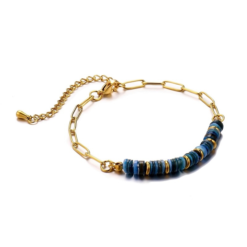 Mayorista BELLE MISS - Collar de acero dorado y nácar tintado